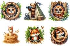 Funny Animals in Hole Clipart Bundle - CraftNest - Digital Crafting and Art