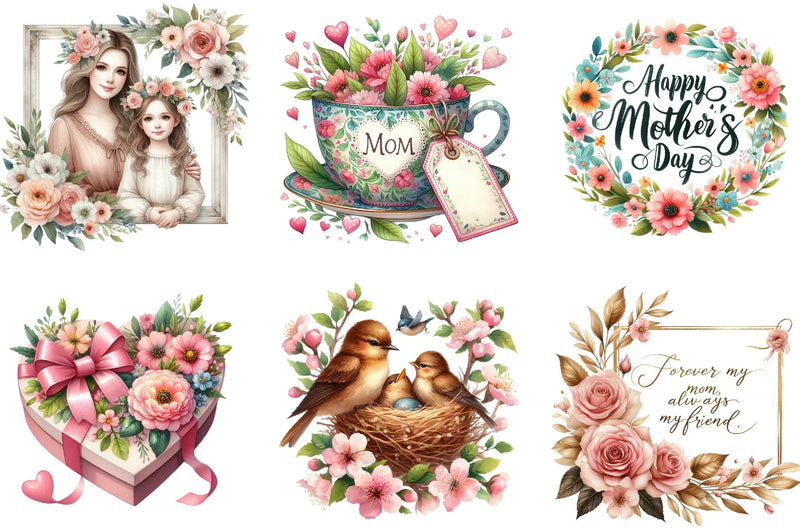 Romantic Mother's Day Clipart Bundle - CraftNest - Digital Crafting and Art