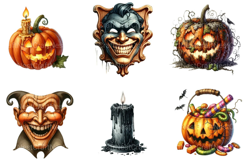 Vintage Creepy Halloween Clipart Bundle 3 - CraftNest - Digital Crafting and Art