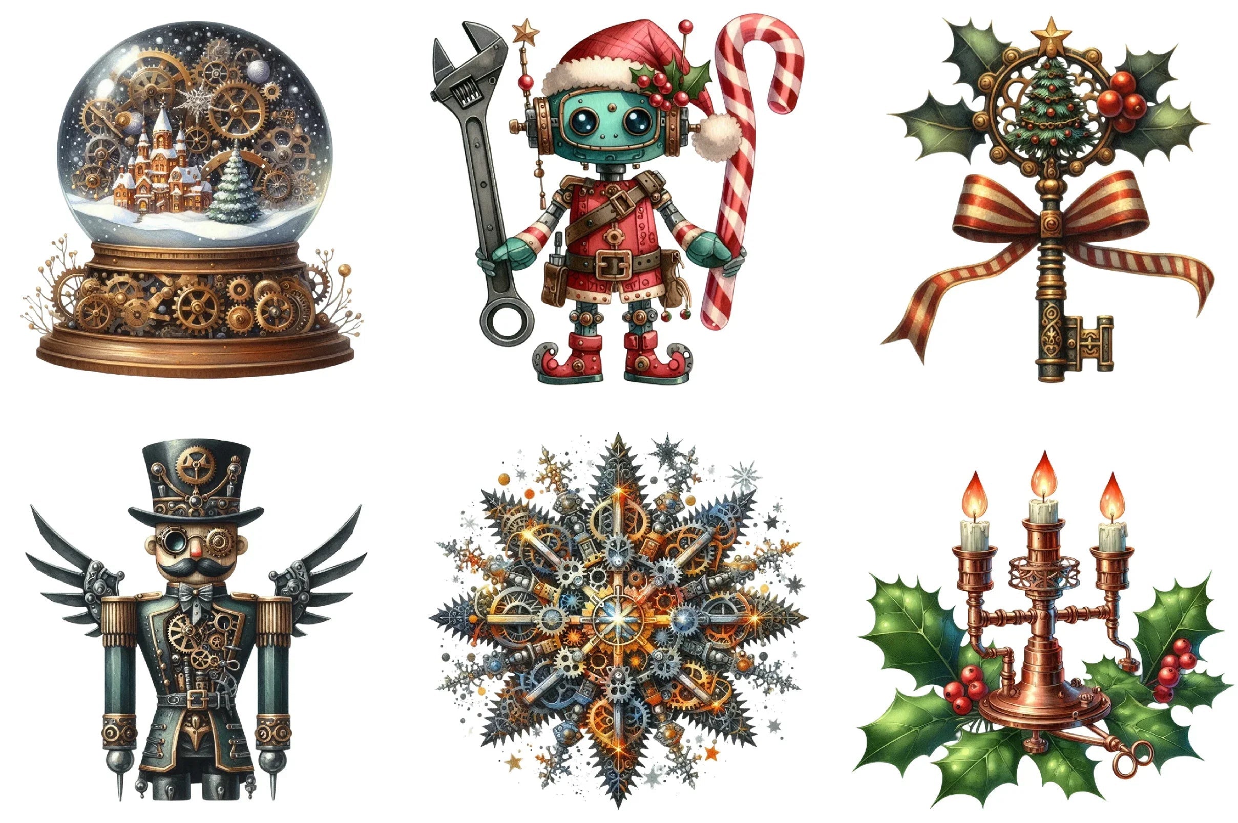 Steampunk Christmas Clipart Bundle P2 - CraftNest - Digital Crafting and Art