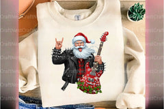 Vintage Rock & Roll Christmas Santa Claus T-Shirt Clipart Bundle - CraftNest - Digital Crafting and Art