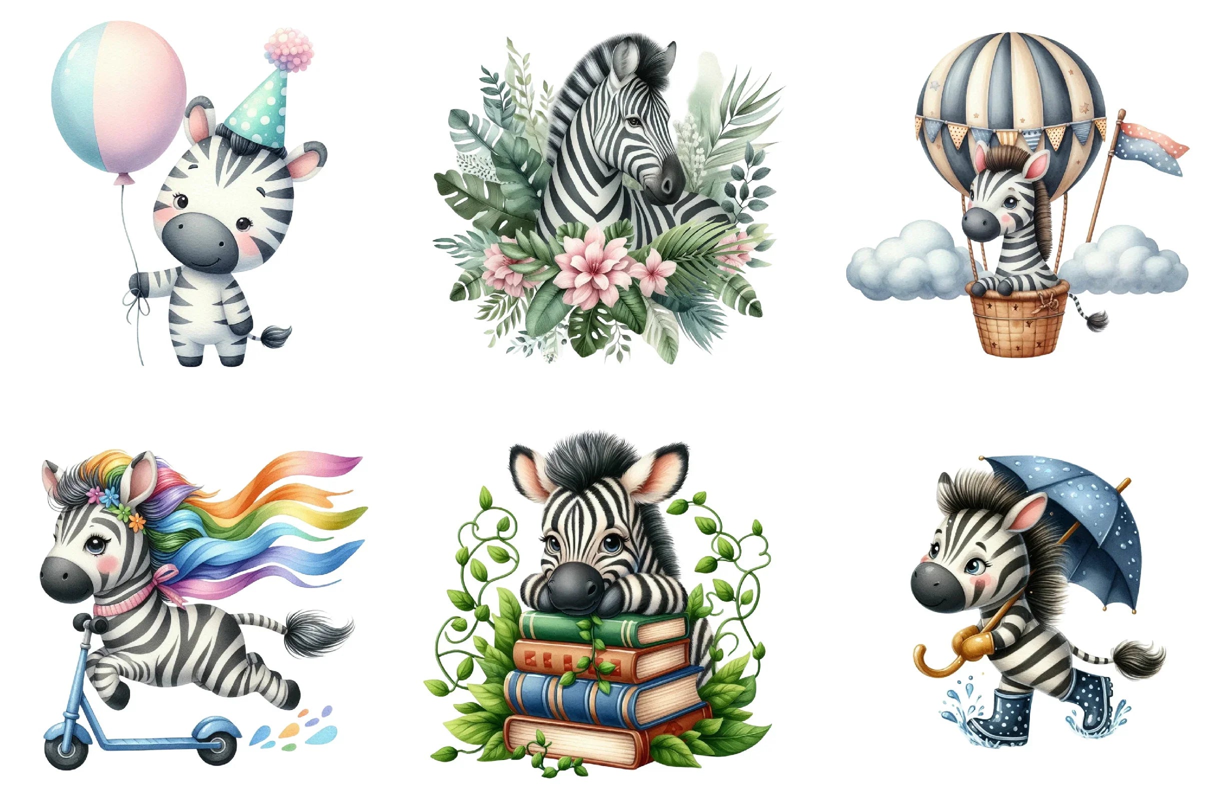 Cute Zebra Clipart Bundle - CraftNest - Digital Crafting and Art