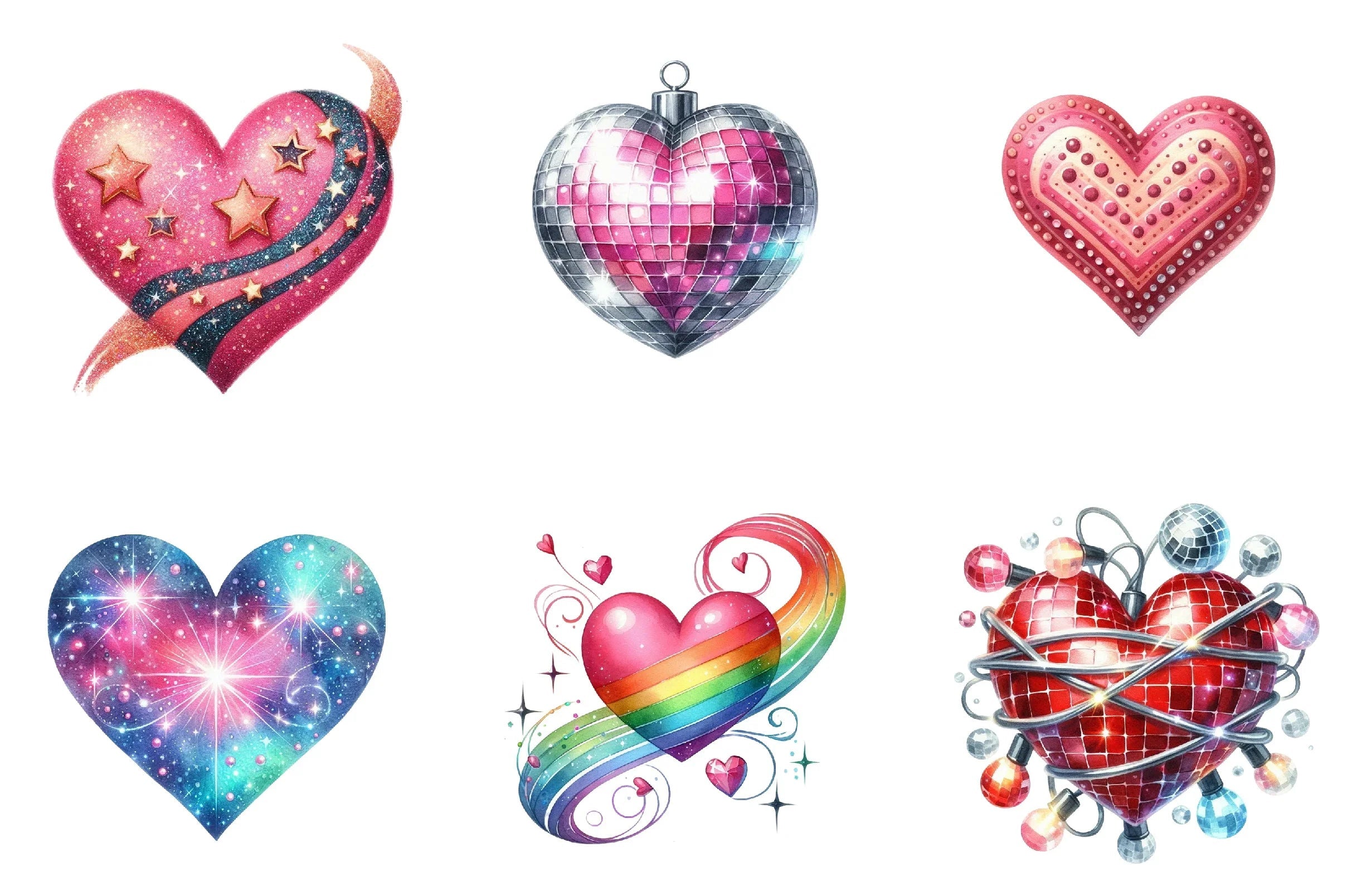 Disco Valentine Heart Clipart Bundle - CraftNest - Digital Crafting and Art