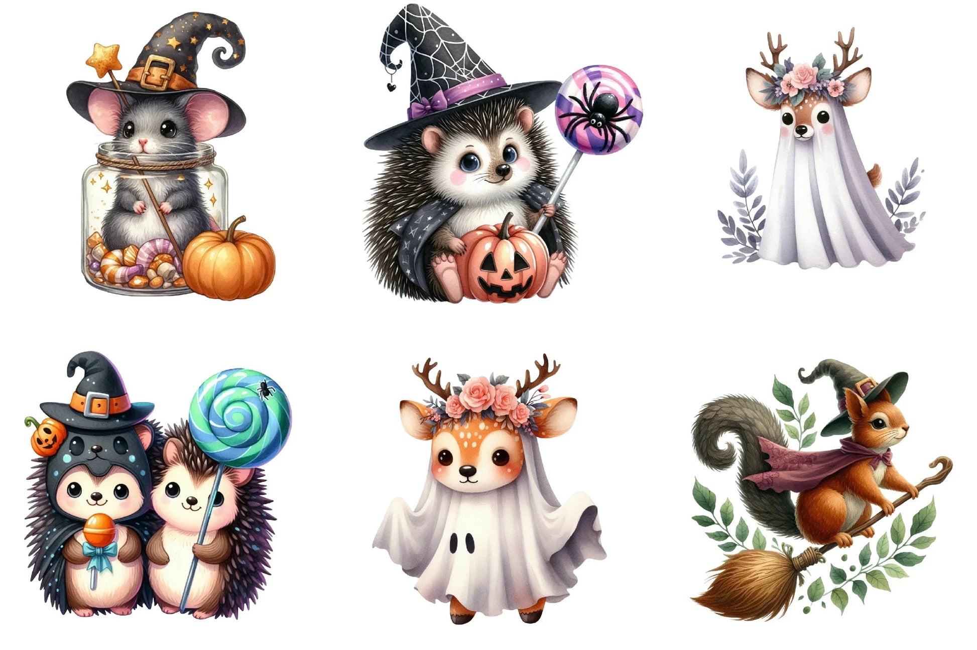 Cute Animal Halloween Clipart Bundle - CraftNest - Digital Crafting and Art