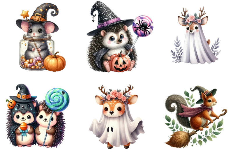 Cute Animal Halloween Clipart Bundle - CraftNest - Digital Crafting and Art