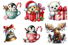 Christmas Animal Peeking Clipart Bundle - CraftNest - Digital Crafting and Art