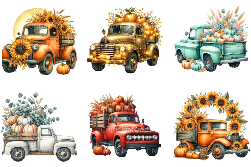 Autumn Vintage Truck Clipart Bundle - CraftNest - Digital Crafting and Art