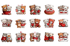 Valentine Bear Couple Clipart Bundle - CraftNest - Digital Crafting and Art