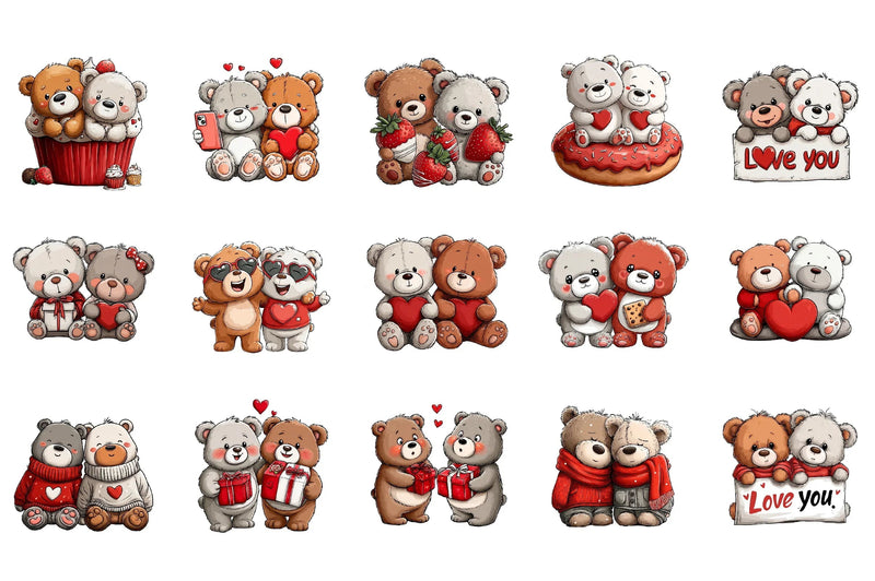 Valentine Bear Couple Clipart Bundle - CraftNest - Digital Crafting and Art