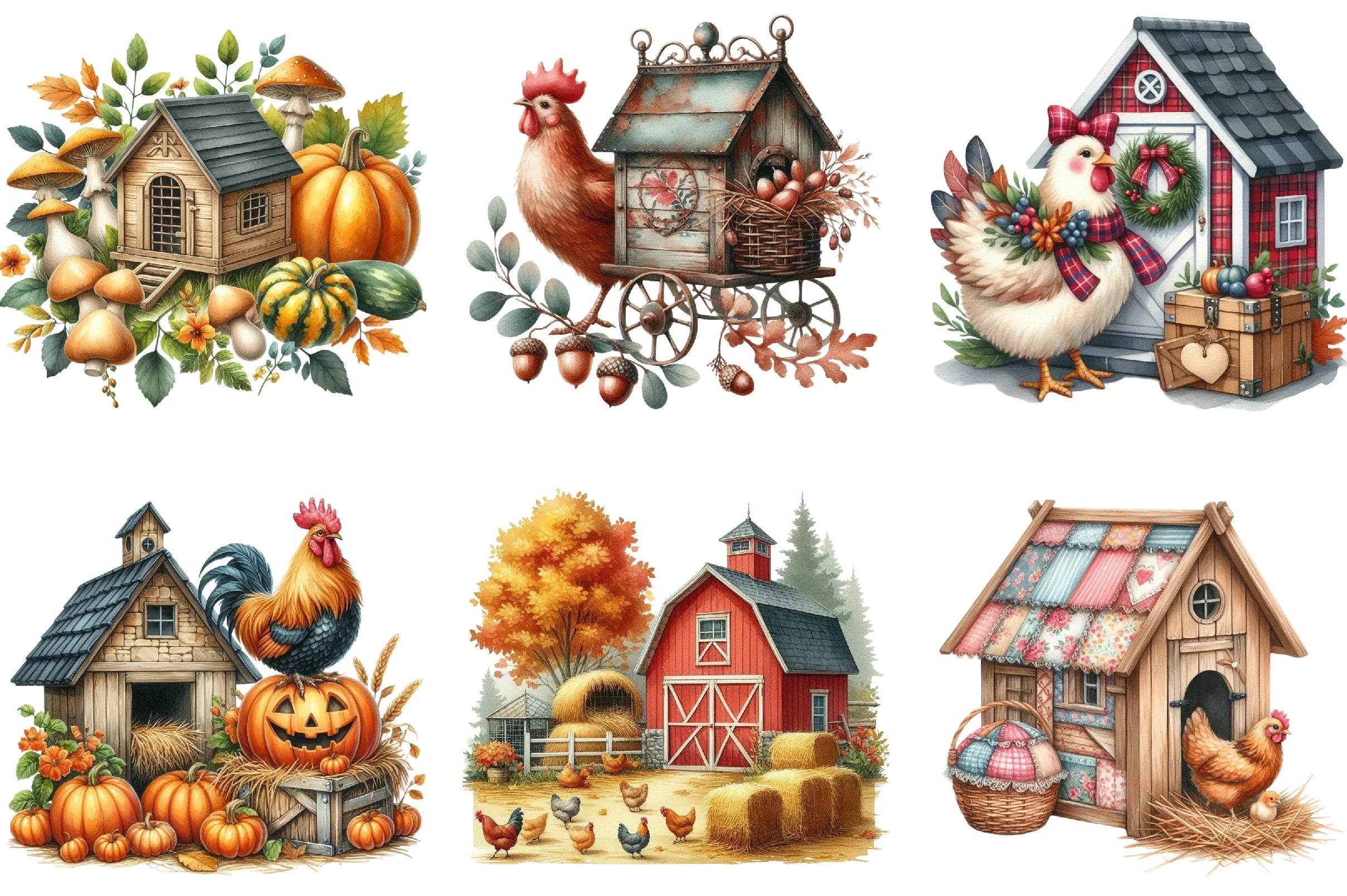 Autumn Chicken Coop Clipart Bundle - CraftNest - Digital Crafting and Art