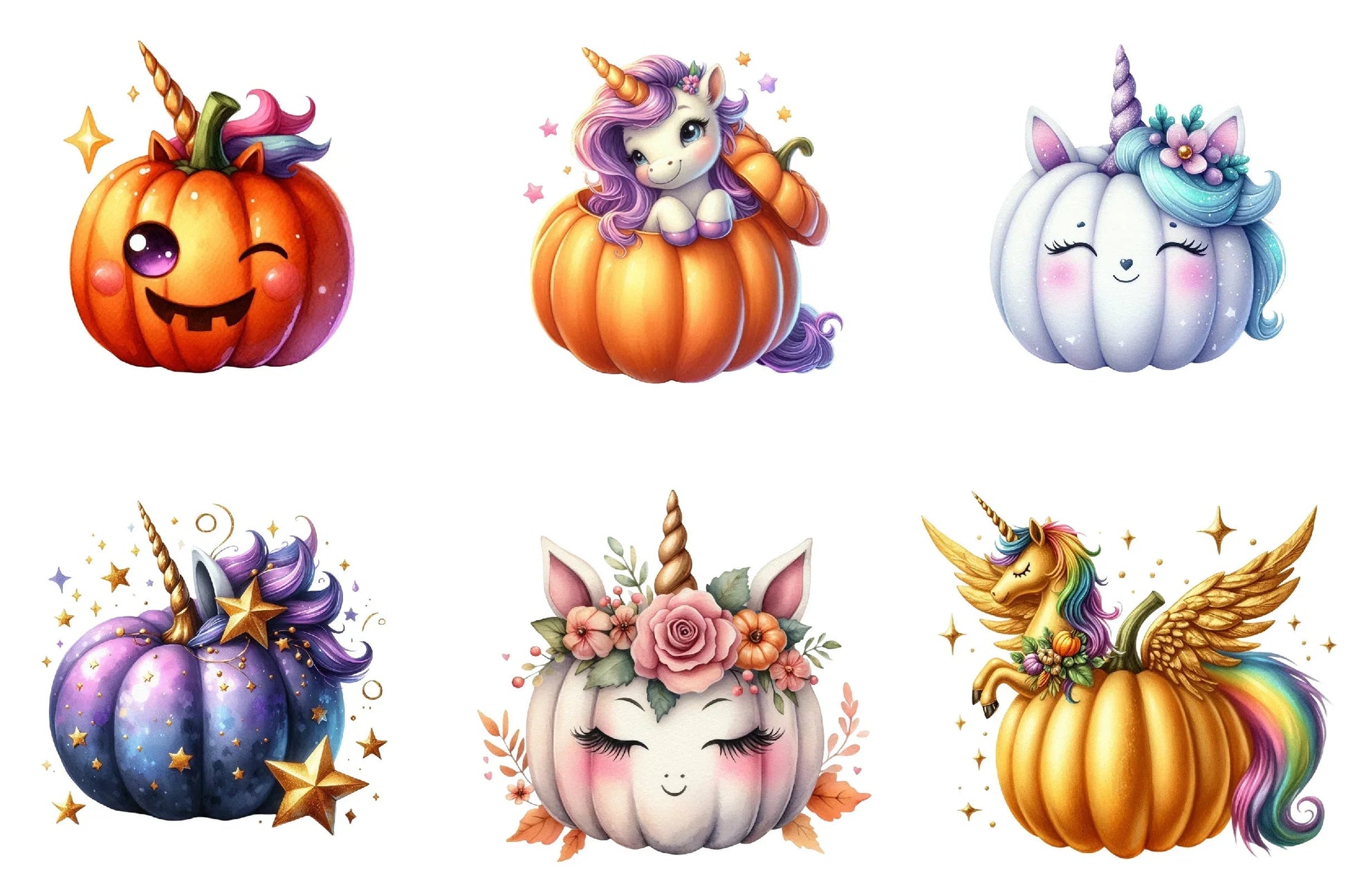 Unicorn Pumpkin Clipart Bundle - CraftNest - Digital Crafting and Art