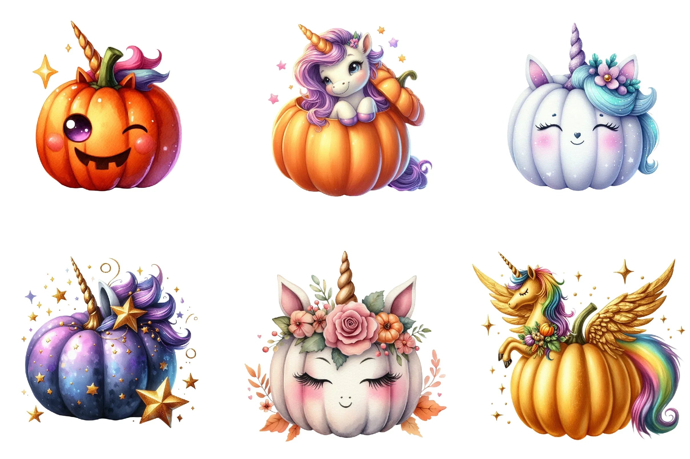 Unicorn Pumpkin Clipart Bundle - CraftNest - Digital Crafting and Art