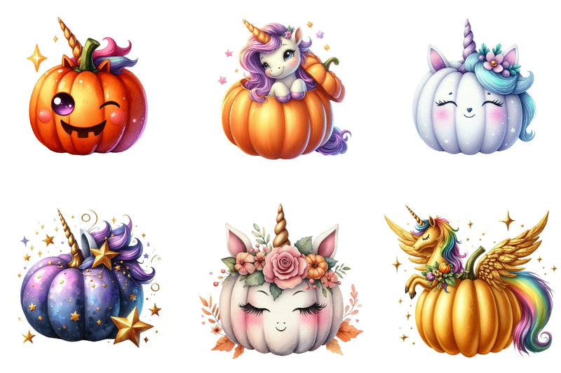 Unicorn Pumpkin Clipart Bundle - CraftNest - Digital Crafting and Art