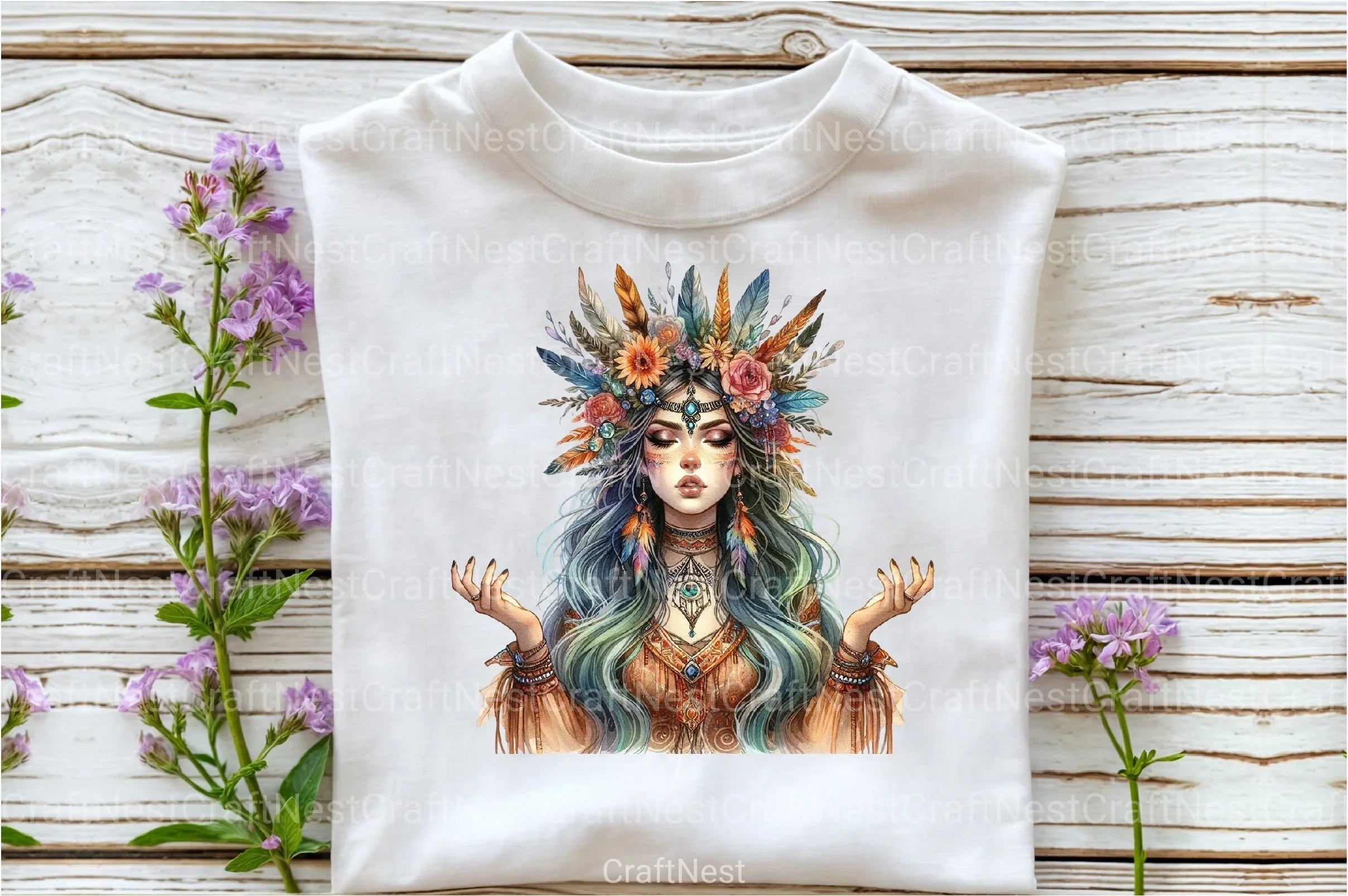 Tribal Boho Girl Clipart Bundle 5 - CraftNest - Digital Crafting and Art