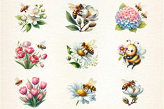 Bee Flowers Clipart Bundle - CraftNest - Digital Crafting and Art