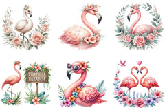 Floral Flamingo Clipart Bundle - CraftNest - Digital Crafting and Art