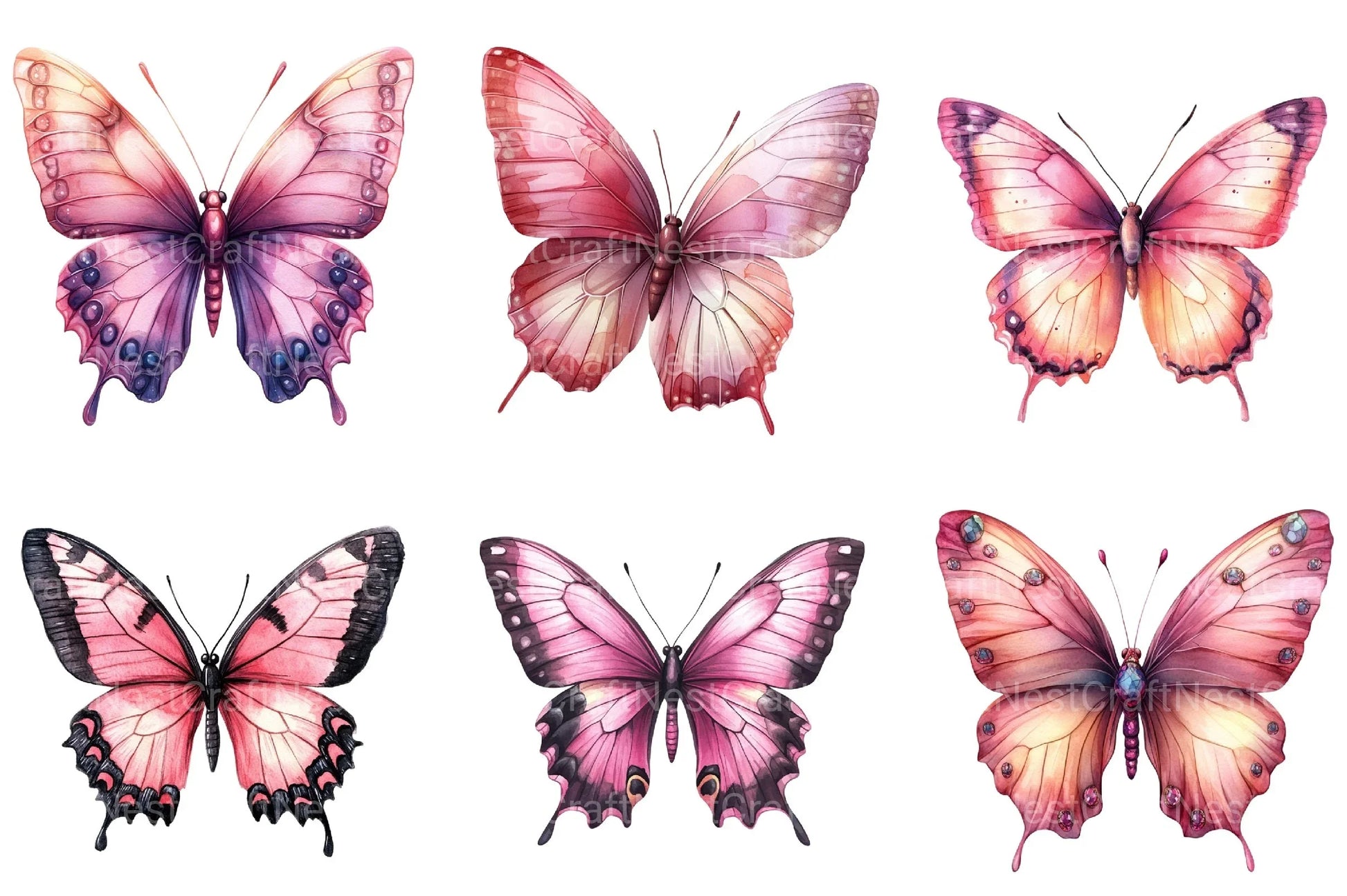 Pink Butterfly Clipart Bundle 4 - CraftNest - Digital Crafting and Art