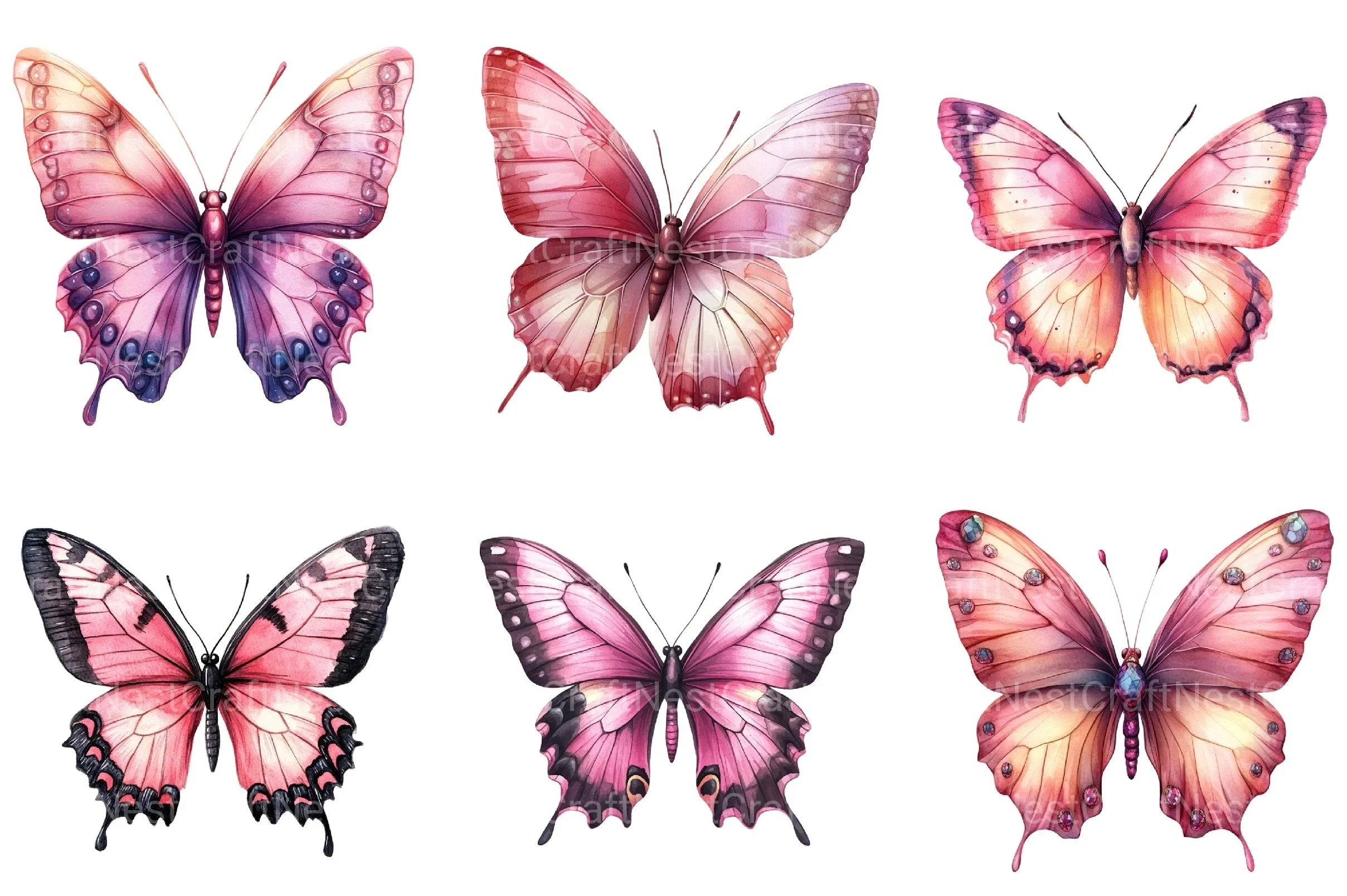 Pink Butterfly Clipart Bundle 4 - CraftNest - Digital Crafting and Art