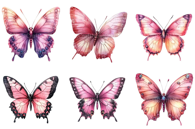 Pink Butterfly Clipart Bundle 4 - CraftNest - Digital Crafting and Art