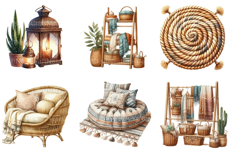 Boho Interior Clipart Bundle 8 - CraftNest - Digital Crafting and Art