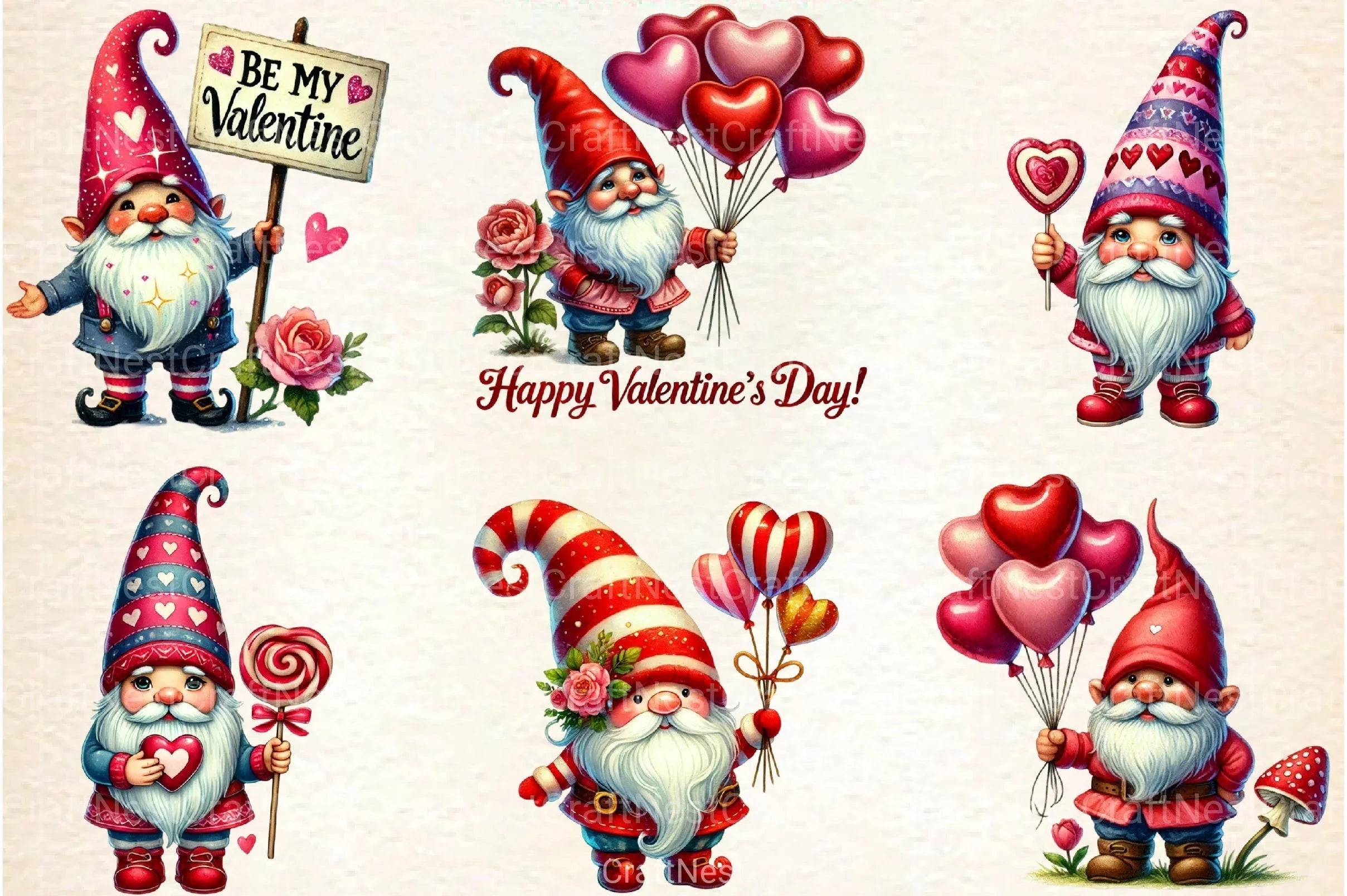 Valentine Gnomes Clipart Bundle 4 - CraftNest - Digital Crafting and Art
