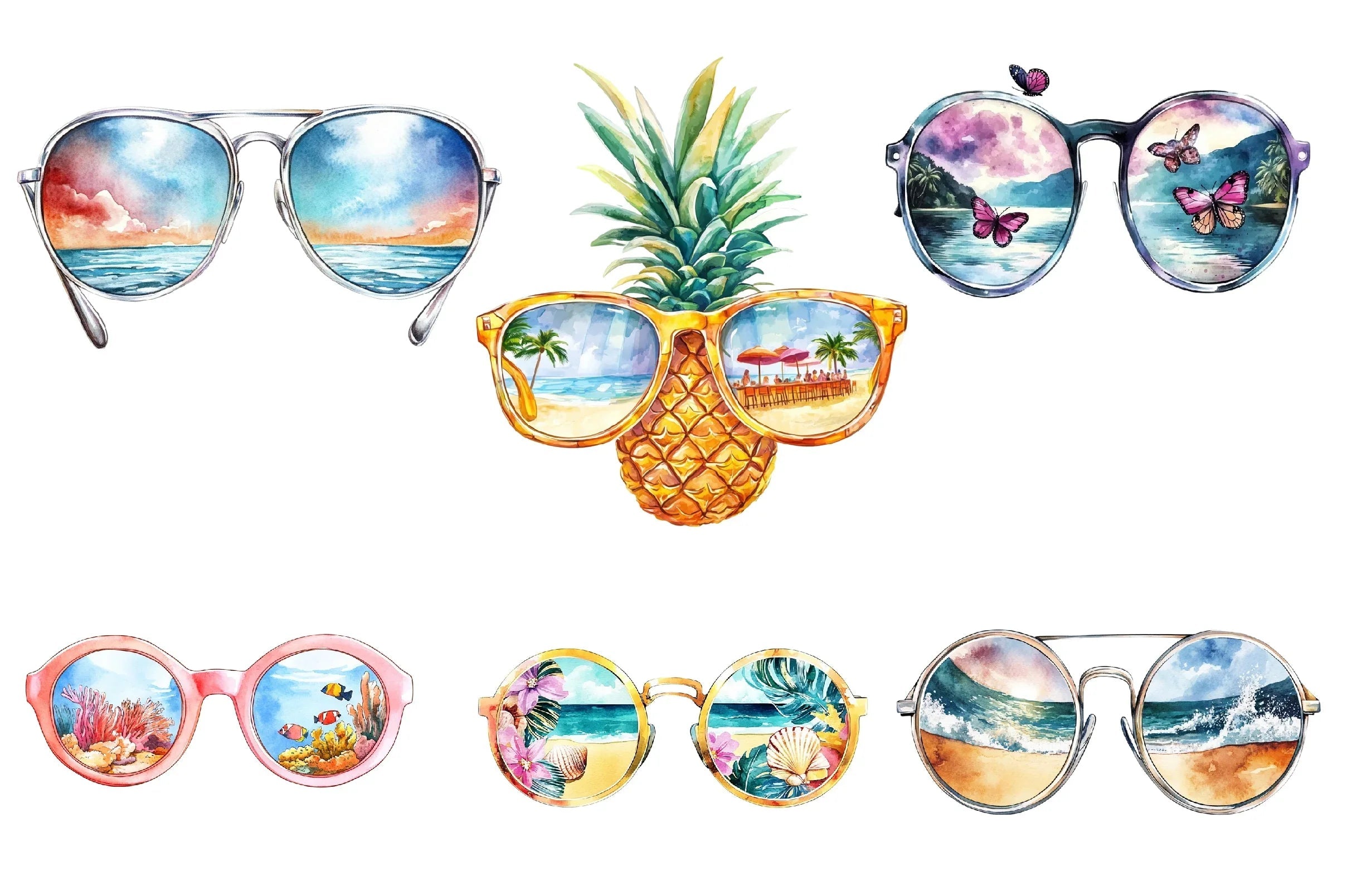Summer Sunglasses Beach Clipart Bundle - CraftNest - Digital Crafting and Art