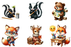 Woodland Animal Student Clipart Bundle - CraftNest - Digital Crafting and Art