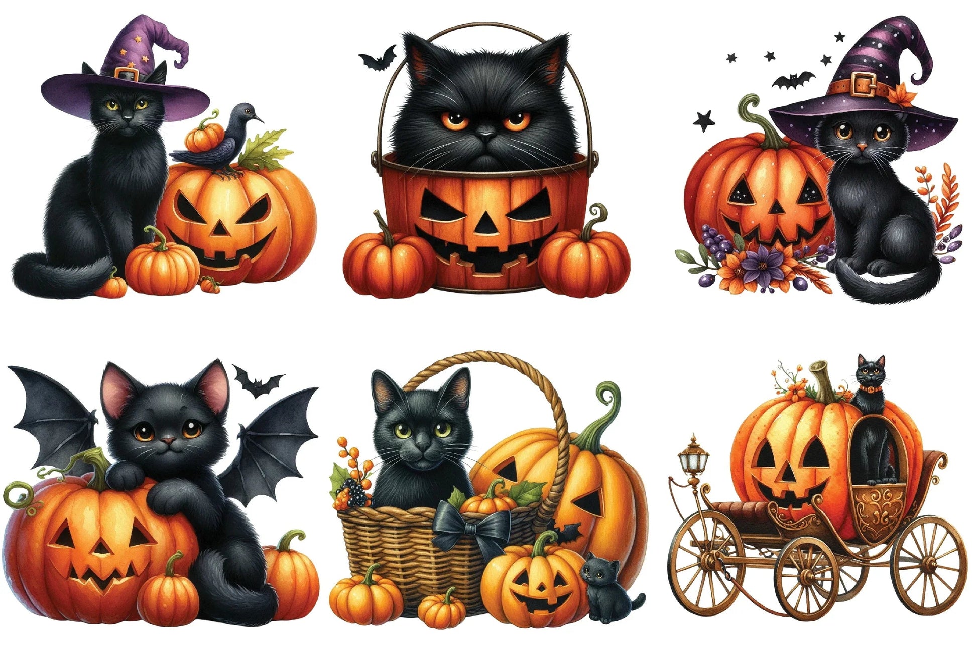 Black Cat and Pumpkin Halloween Clipart Bundle - CraftNest - Digital Crafting and Art