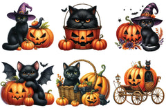 Black Cat and Pumpkin Halloween Clipart Bundle - CraftNest - Digital Crafting and Art