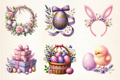 Pink and Purple Easter Clipart Bundle - CraftNest - Digital Crafting and Art