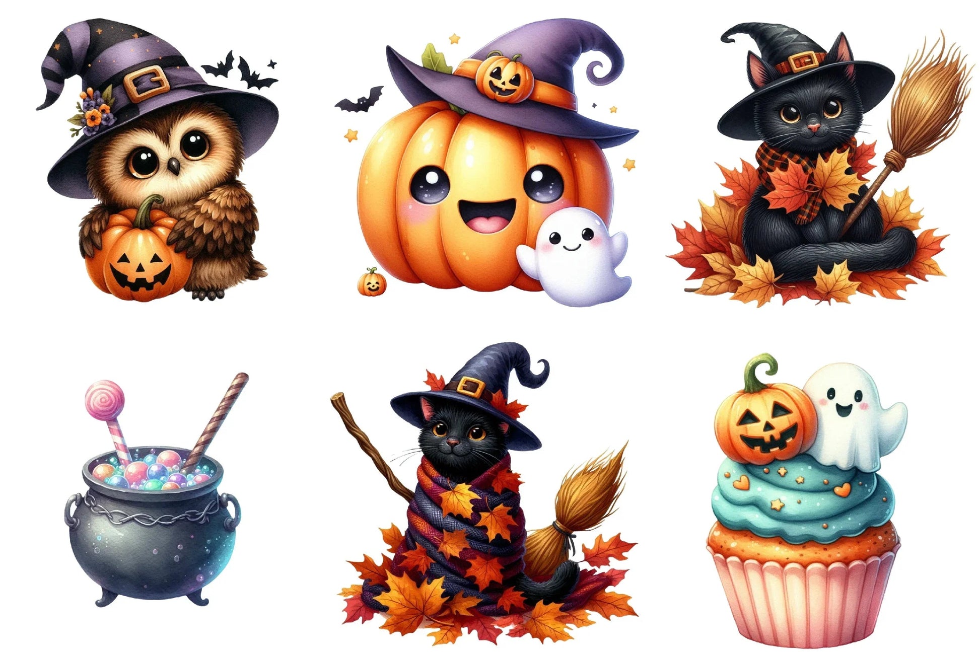 Kawaii Fall Halloween Clipart Bundle - CraftNest - Digital Crafting and Art