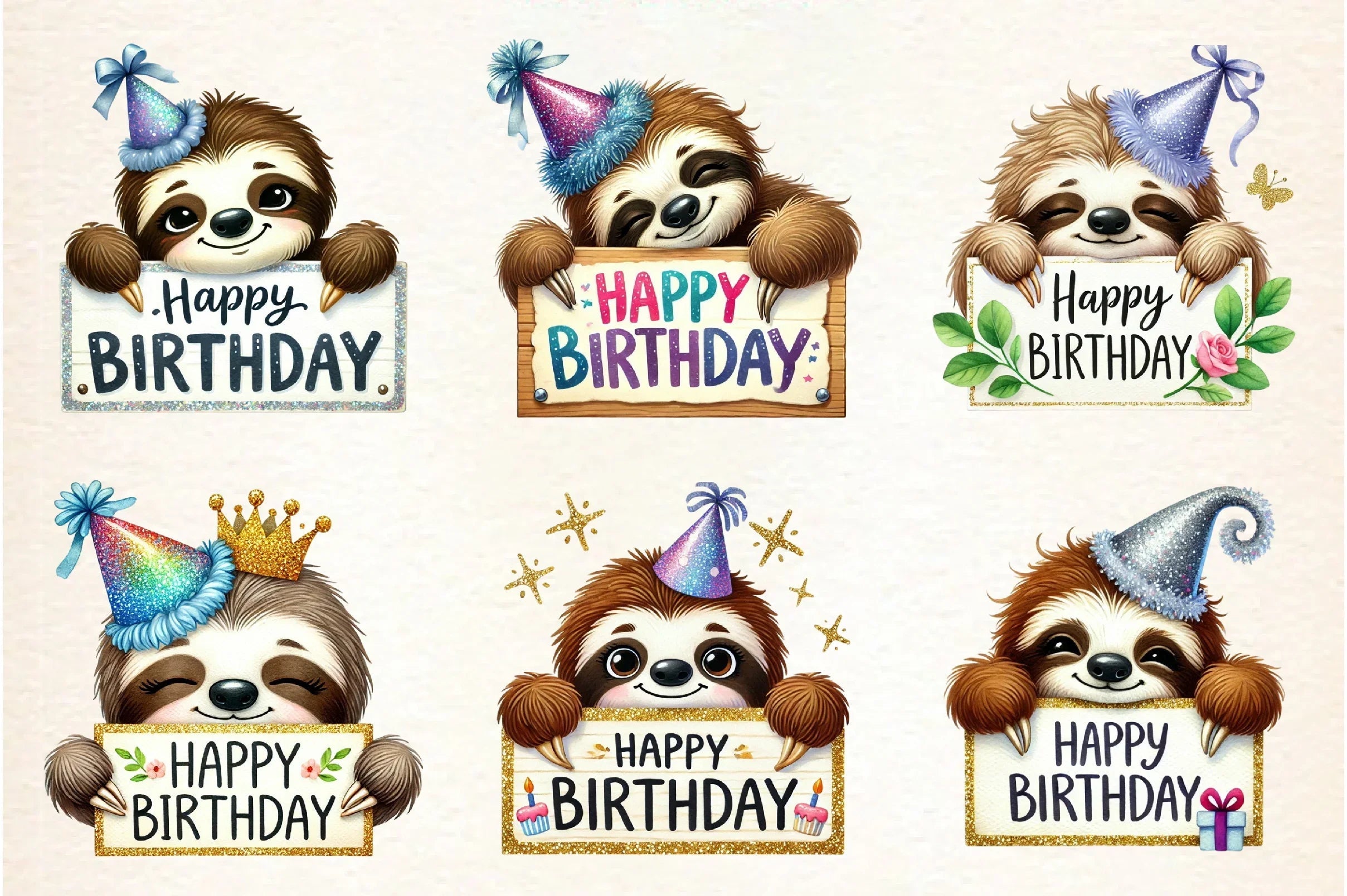 Peeking Birthday Animal Clipart Bundle - CraftNest - Digital Crafting and Art