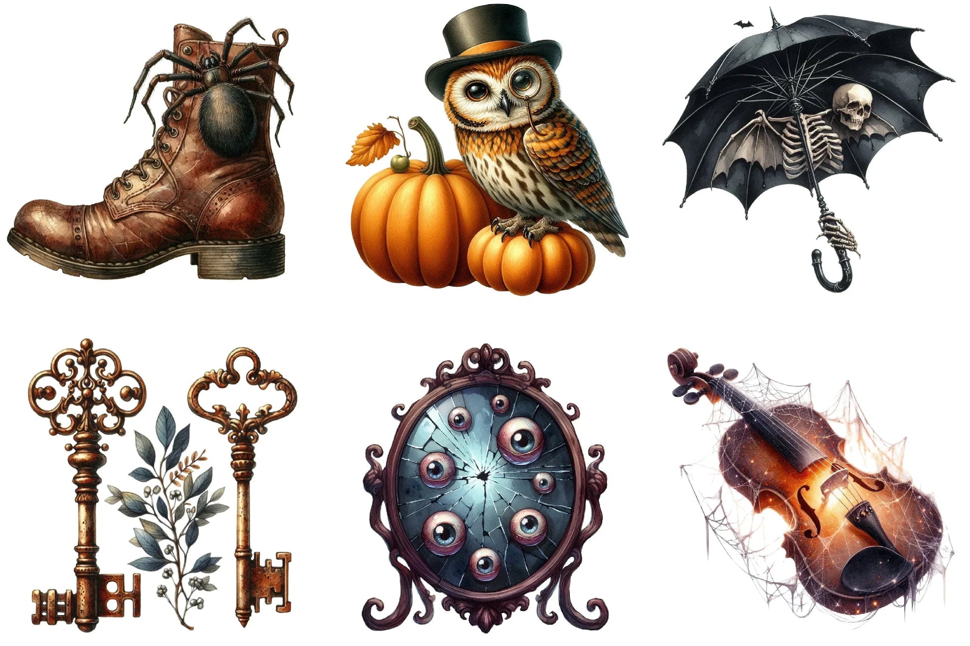 Vintage Halloween Stickers Clipart Bundle - CraftNest - Digital Crafting and Art