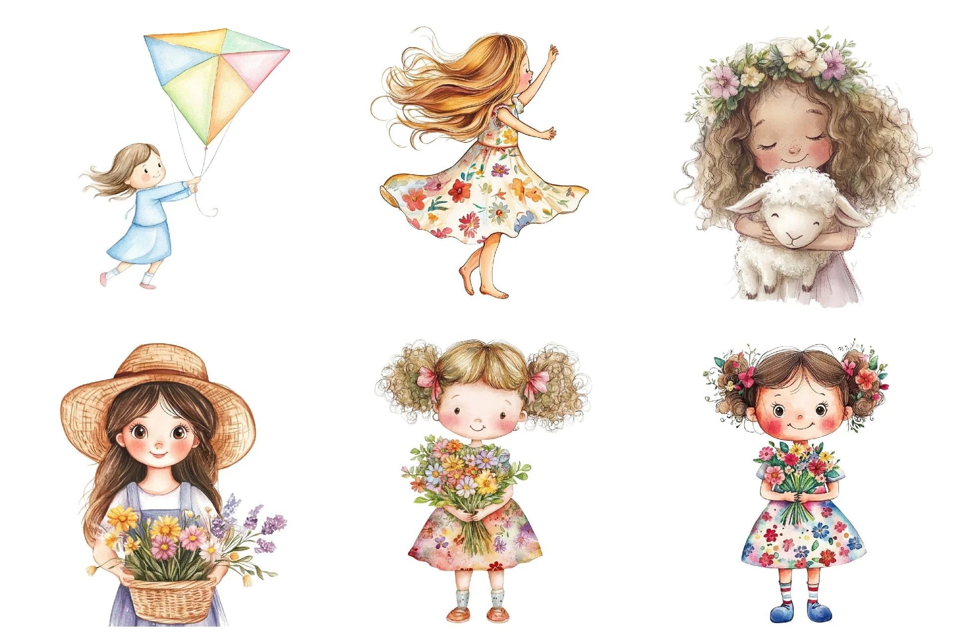 Spring Cute Little Girl Clipart Bundle - CraftNest - Digital Crafting and Art