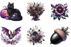Black & Purple Autumn Clipart Bundle - CraftNest - Digital Crafting and Art