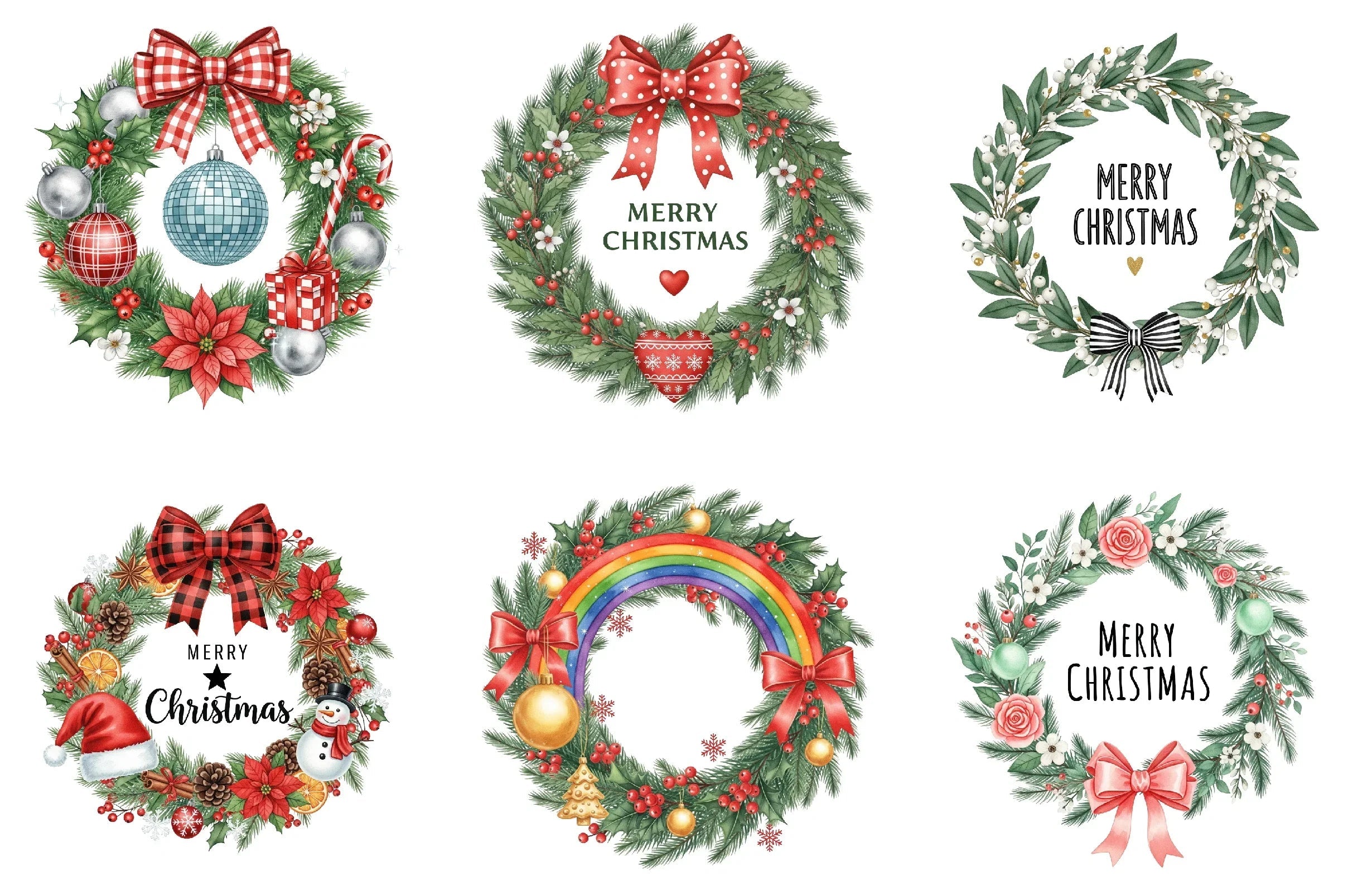Christmas Wreath Clipart Bundle - CraftNest - Digital Crafting and Art