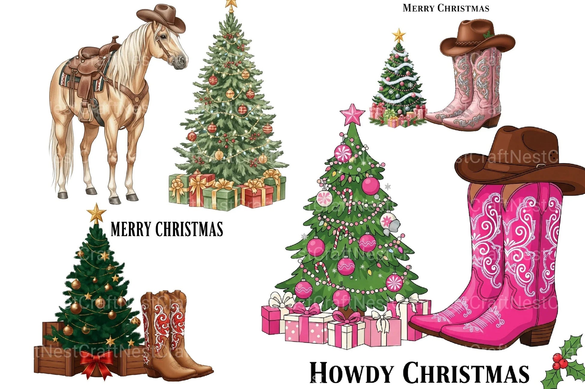 Western Christmas Clipart Bundle 99 - CraftNest - Digital Crafting and Art