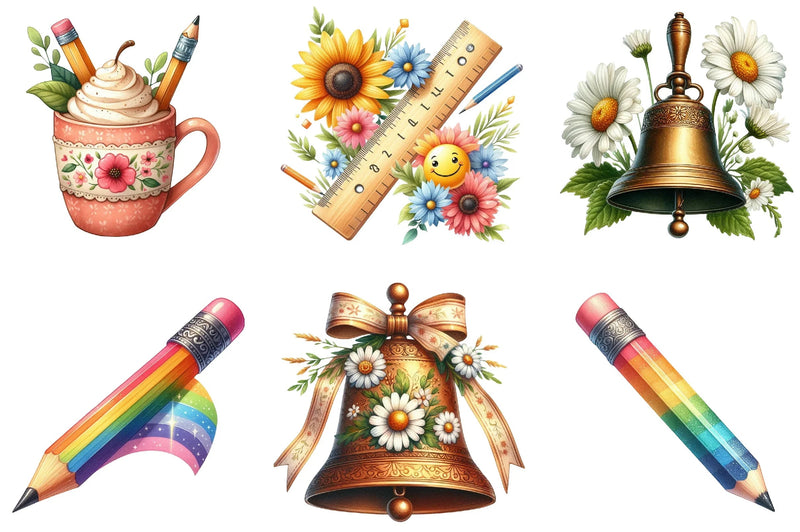 Groovy School Clipart Bundle - CraftNest - Digital Crafting and Art
