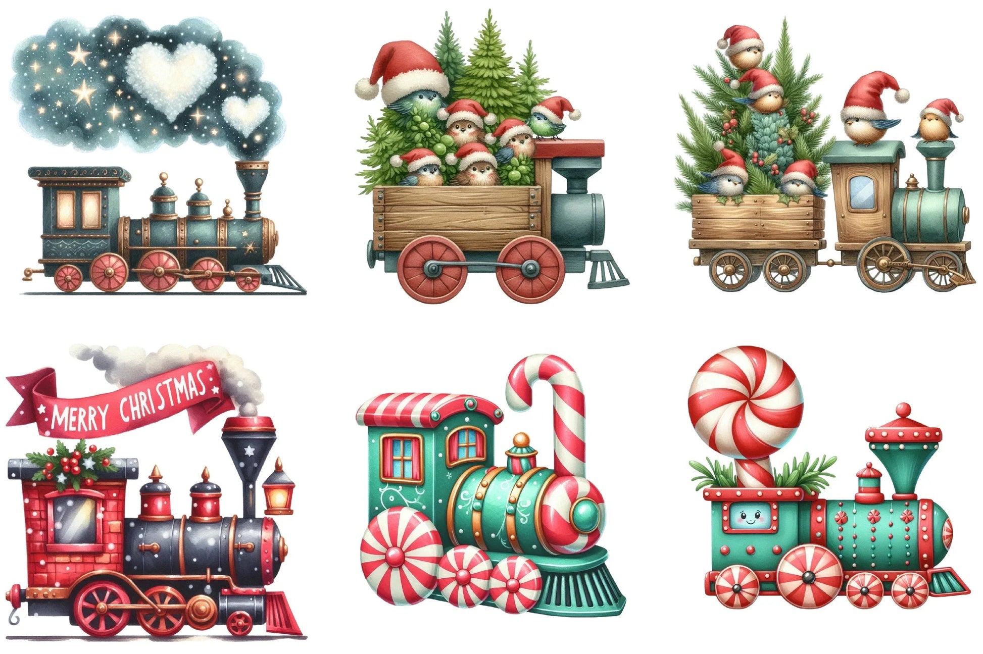 Christmas Train Clipart Bundle - CraftNest - Digital Crafting and Art