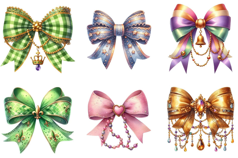 Mardi Gras Coquette Bow Clipart Bundle - CraftNest - Digital Crafting and Art