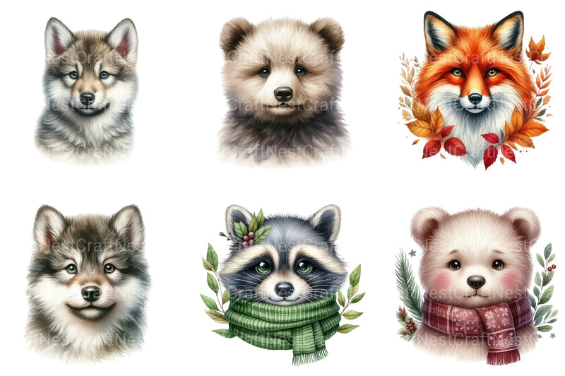 Woodland Animals Portrait Clipart Bundle - CraftNest - Digital Crafting and Art