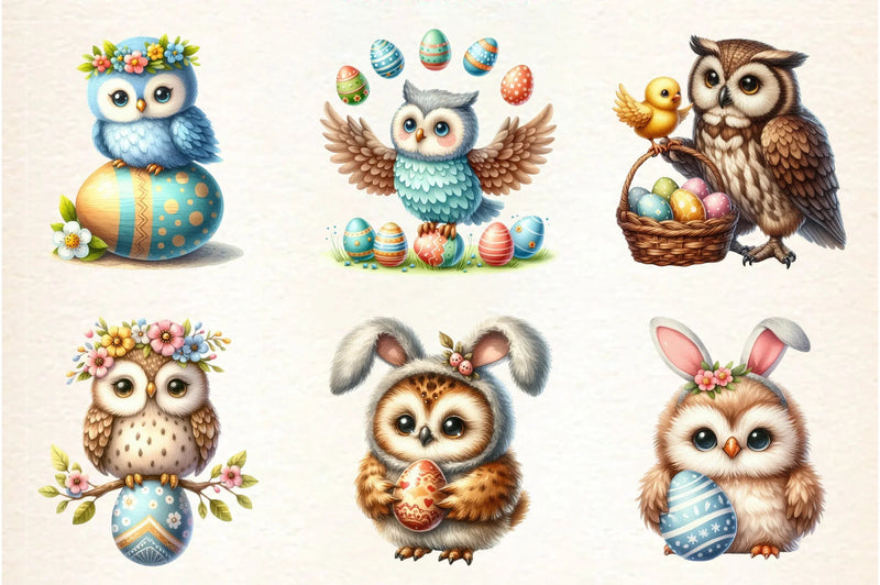 Easter Owl Clipart Bundle - CraftNest - Digital Crafting and Art