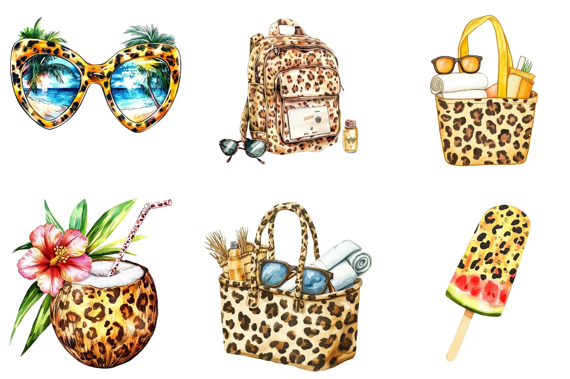Leopard Print Summer Clipart Bundle - CraftNest - Digital Crafting and Art