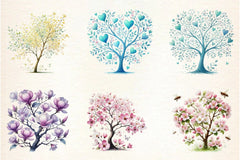Pastel Spring Trees Clipart Bundle - CraftNest - Digital Crafting and Art