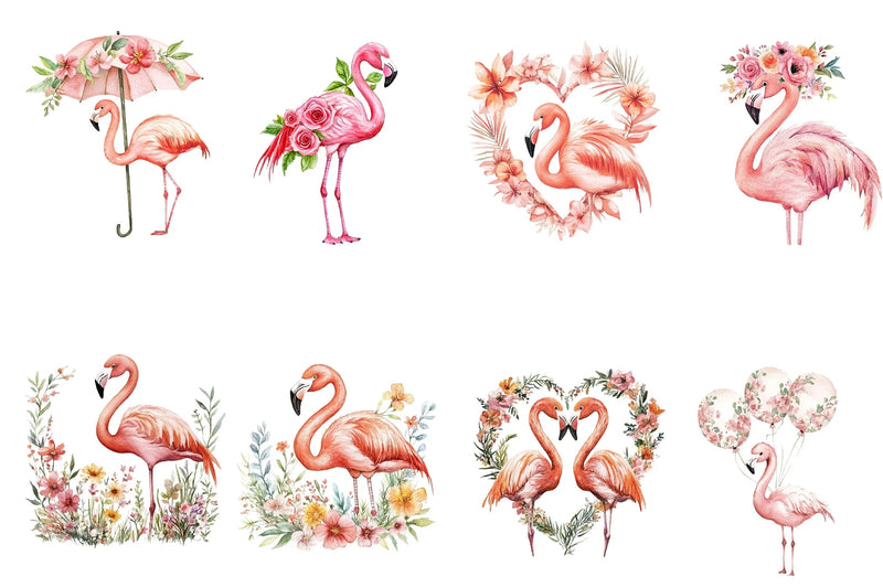Floral Flamingo Clipart Bundle - CraftNest - Digital Crafting and Art