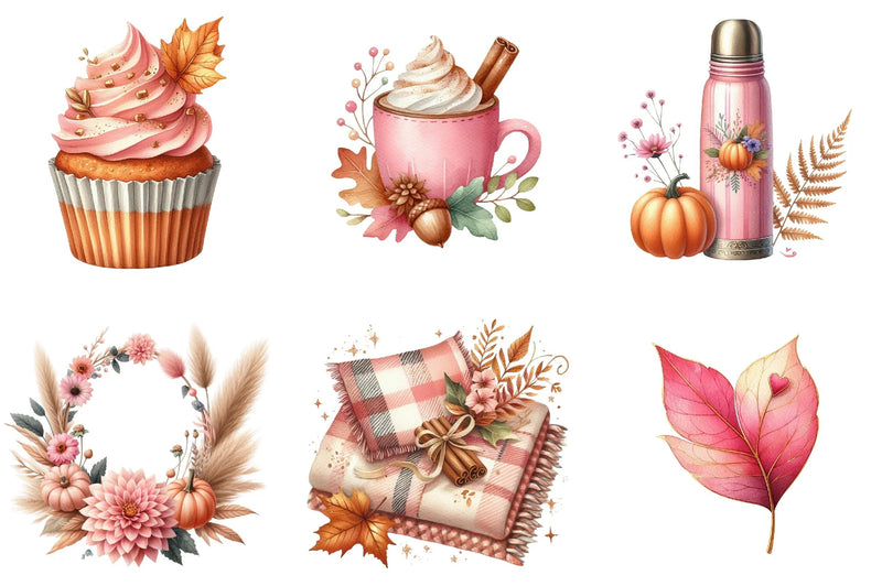 Pink Autumn Clipart Bundle - CraftNest - Digital Crafting and Art