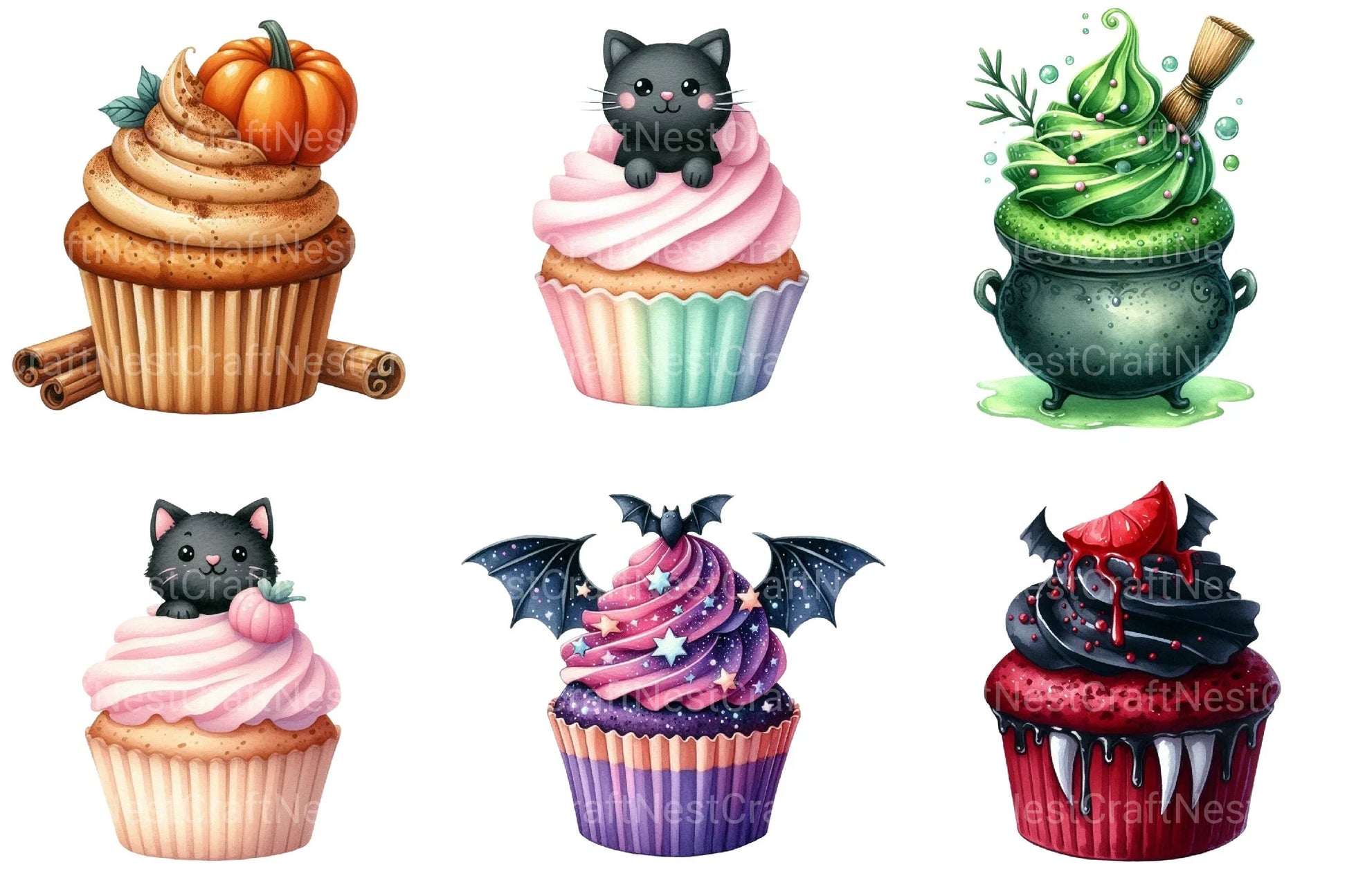 Halloween Cupcakes Clipart Bundle - CraftNest - Digital Crafting and Art