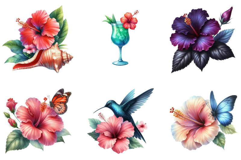 Hibiscus Flower Clipart Bundle - CraftNest - Digital Crafting and Art