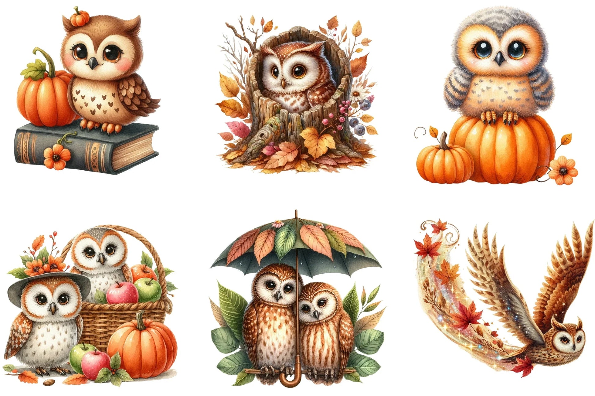 Autumn Owl Clipart Bundle - CraftNest - Digital Crafting and Art