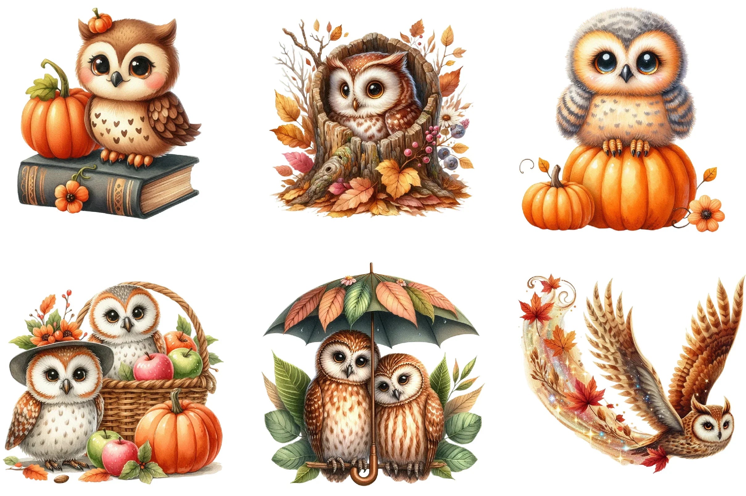 Autumn Owl Clipart Bundle - CraftNest - Digital Crafting and Art